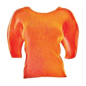 Issey Miyake Pleats Please vintage tangerine top, circa mid-2000s